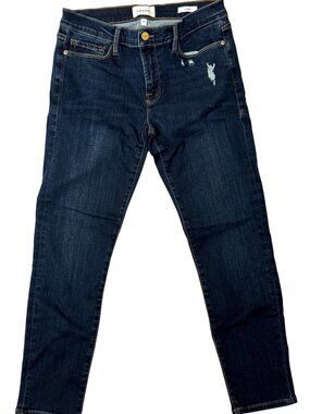 Frame 27 Le Garcon Blue Jeans Dublin Grind Mid-Rise Straight Leg Dark Wash